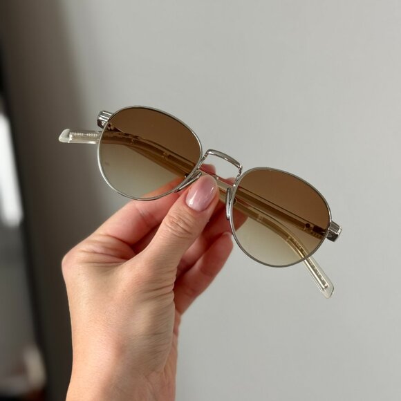 Prada Women Sunglasses Silver Brown Gradient Round PRB52S 1BC80K NEW AUTHENTIC - Picture 3 of 13